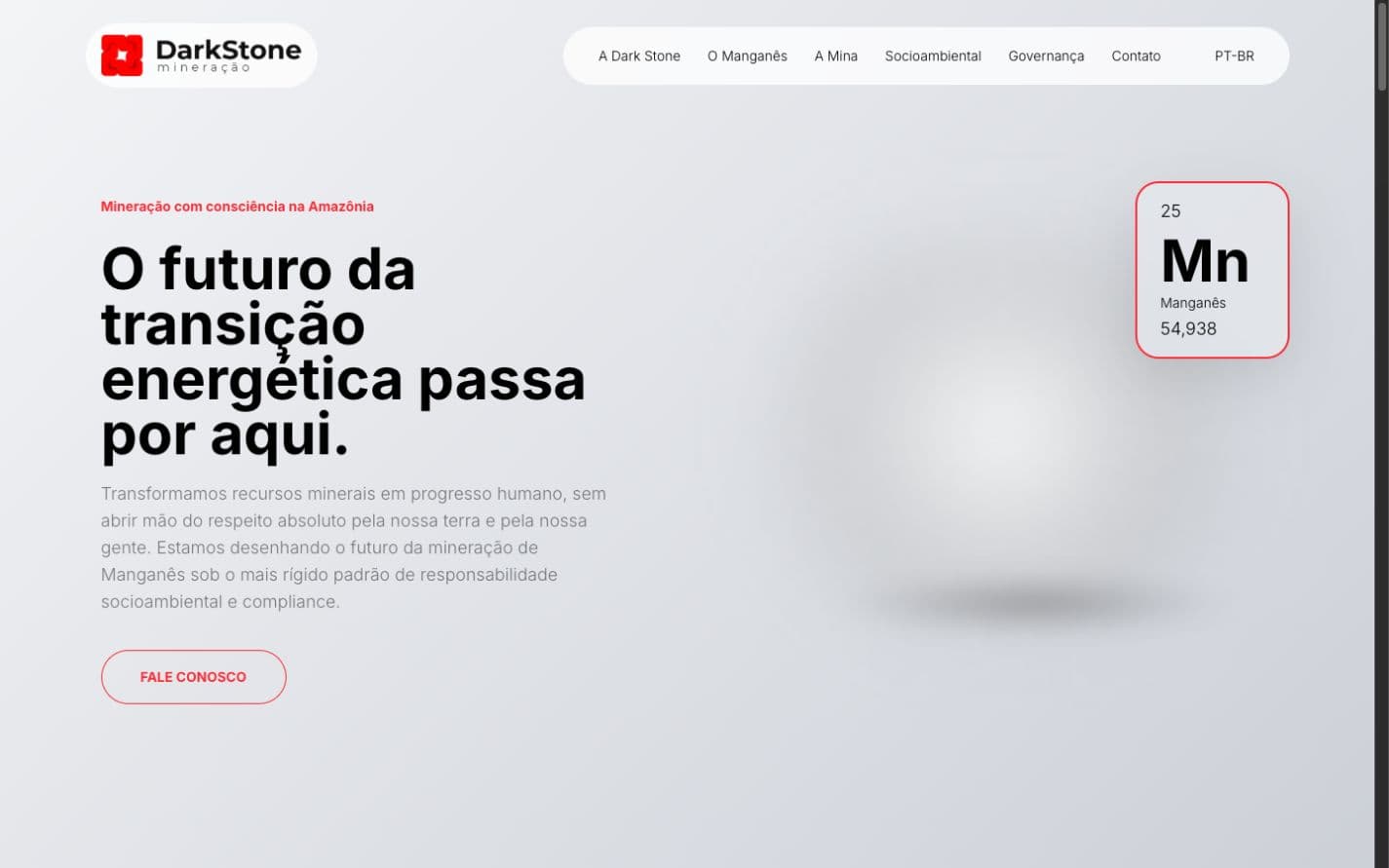 Página inicial do site da DarkStone Mineração